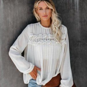 Driving Down Rodeo Pleated Ruffle Blouse
